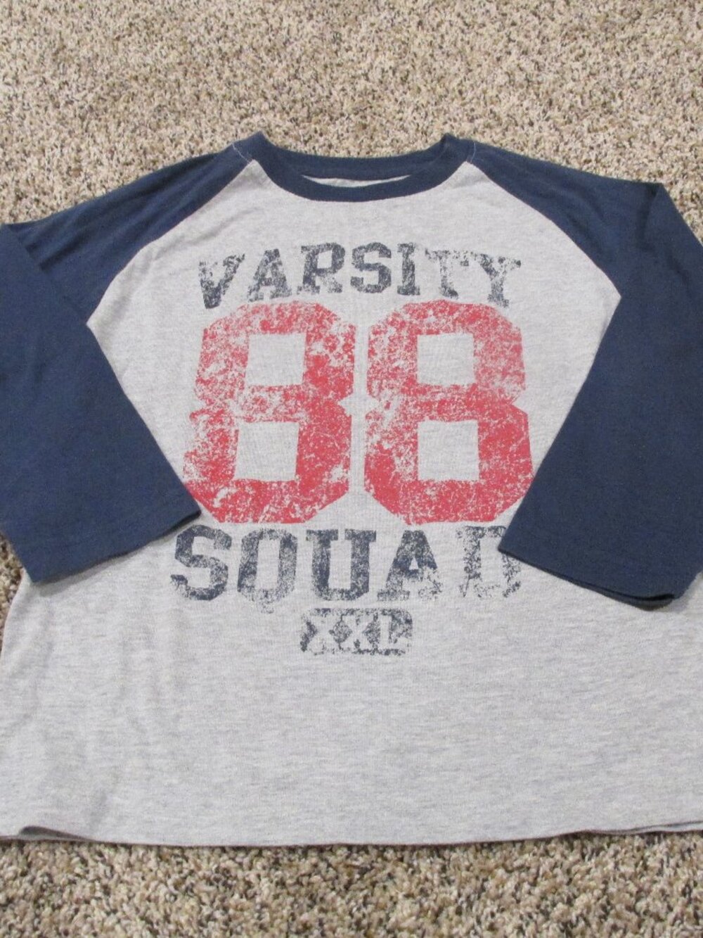 Dynasty Pullover T Shirt Youth Boys Medium Gray Long Sleeve Varsity Squad 88 Tee